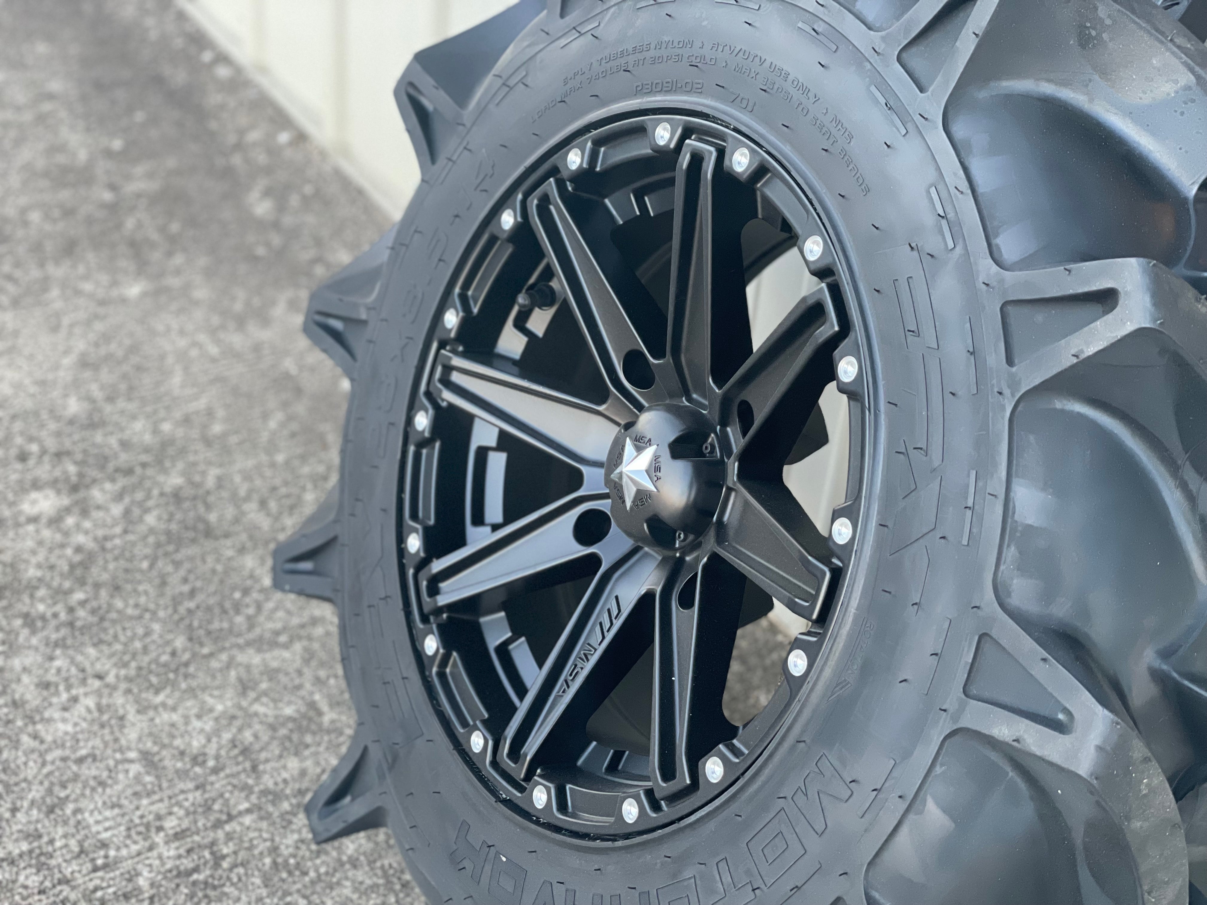 Motohavok (28x8.5-14) & MSA MA033 (14x7 +10mm Offset 4x137 Can-Am) Package.