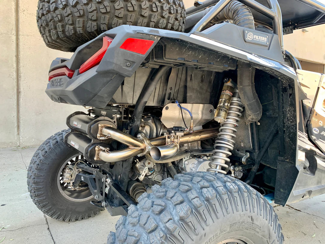 TRINITY RACING SIDE PIECE HEADER PIPE WITH ELECTRONIC CUTOUT - RZR TURBO (In Store).
