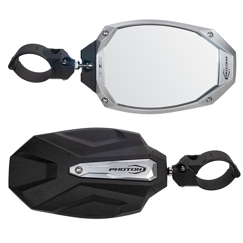 Seizmik Photon Side View Mirror with Cast Aluminum Body & Bezel – 1.75″ Round Tube (Pair) (In Store).