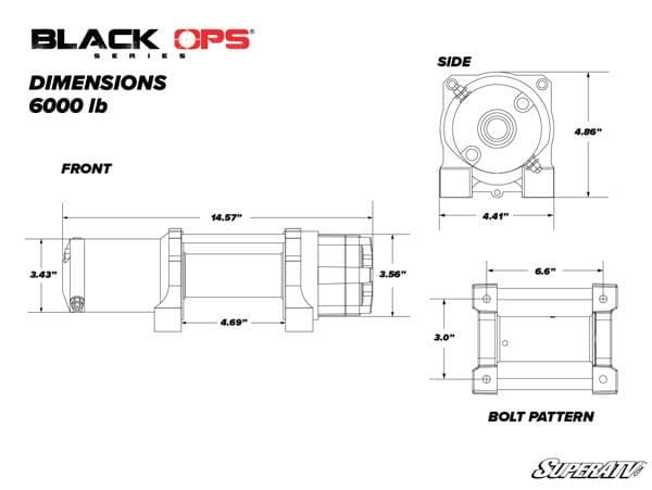 SuperATV 6000 LB. UTV/ATV Winch (With Wireless Remote & Synthetic Rope).